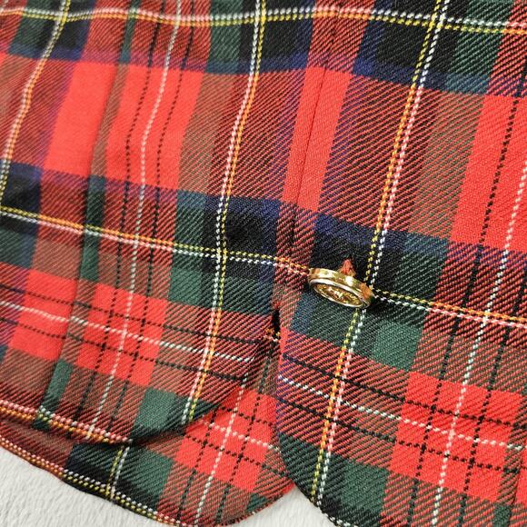 Vintage Versus Gianni Versace Jacket Womens 44 Plaid Wool Gold Button Italy 90s - Picture 10 of 16